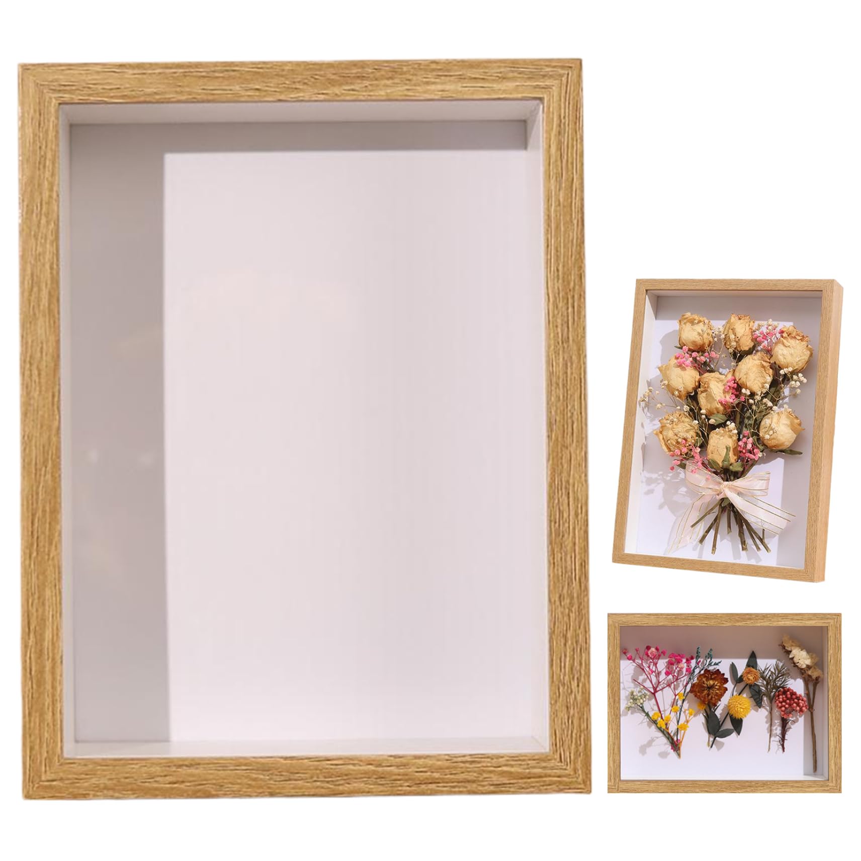 Shadow Box Frame 4x6" 3D Hollow Small Shadow Box Frame Dustproof & Moistureproof for Dried Flower Picture More, Only, Burlywood