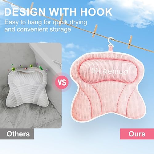 Miniatura 5 de Almohadas de baño para bañera, almohada de baño de lujo, cómoda almohada de bañera para bañera para cabeza y cuello con ventosas antideslizantes
