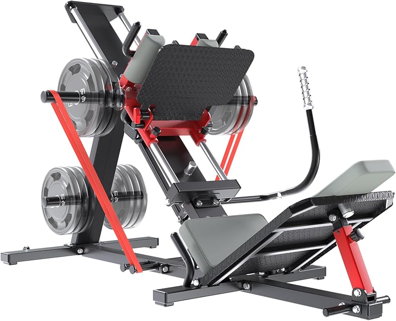 Hack Squat Leg Press Machine for Home Gym, 2-in-1 Adjustable Leg Exercise Workout Machine with Linear Bearing, Lower Body Workout Equipment with Weight Storage for Home