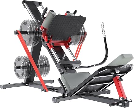 Hack Squat Leg Press Machine for Home Gym, 2-in-1 Adjustable Leg Exercise Workout Machine with Linear Bearing, Lower Body Workout Equipment with Weight Storage for Home