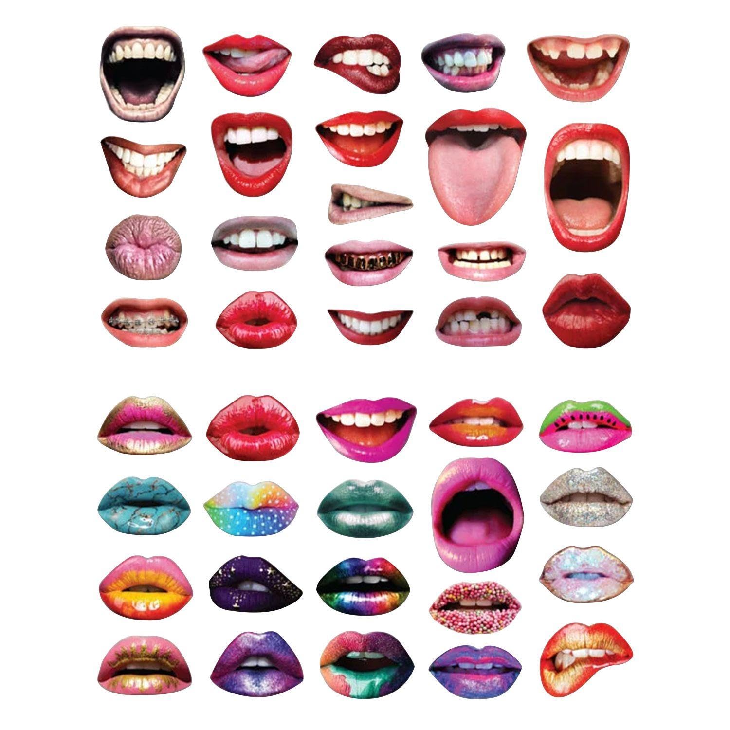 Tvsvkwe Multicolor 40 Pieces Of Funny Mouth-Shaped Props, Photo Props, Party Supplies, Creative Photo Props, And Fun Photo Props.