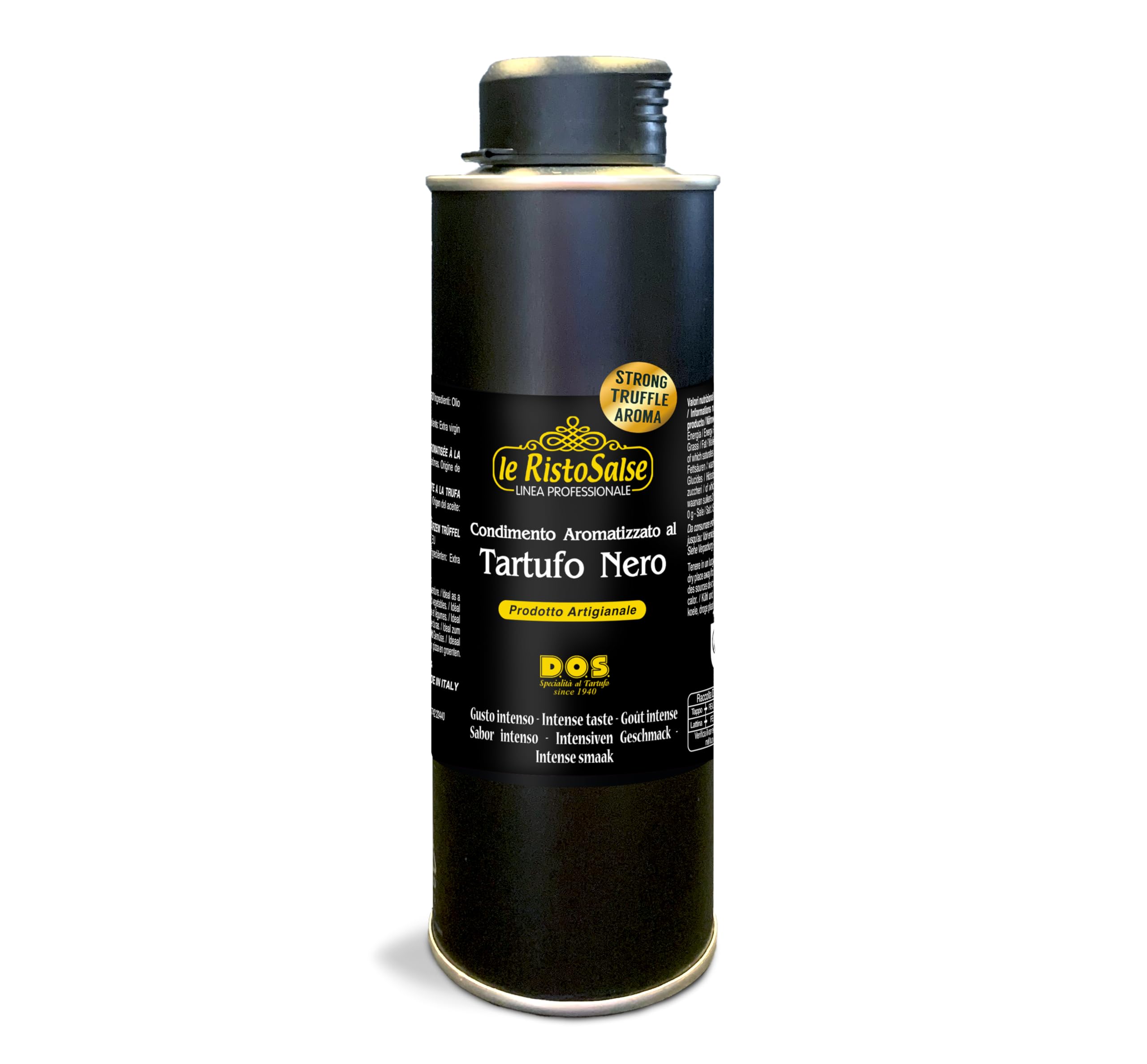 Préparation Culinaire à Base d’huile Aromatisée a La Truffe Noire 250ml | Vinaigrette artisanale et Italienne | D.O.S. Specialità al Tartufo since 1940