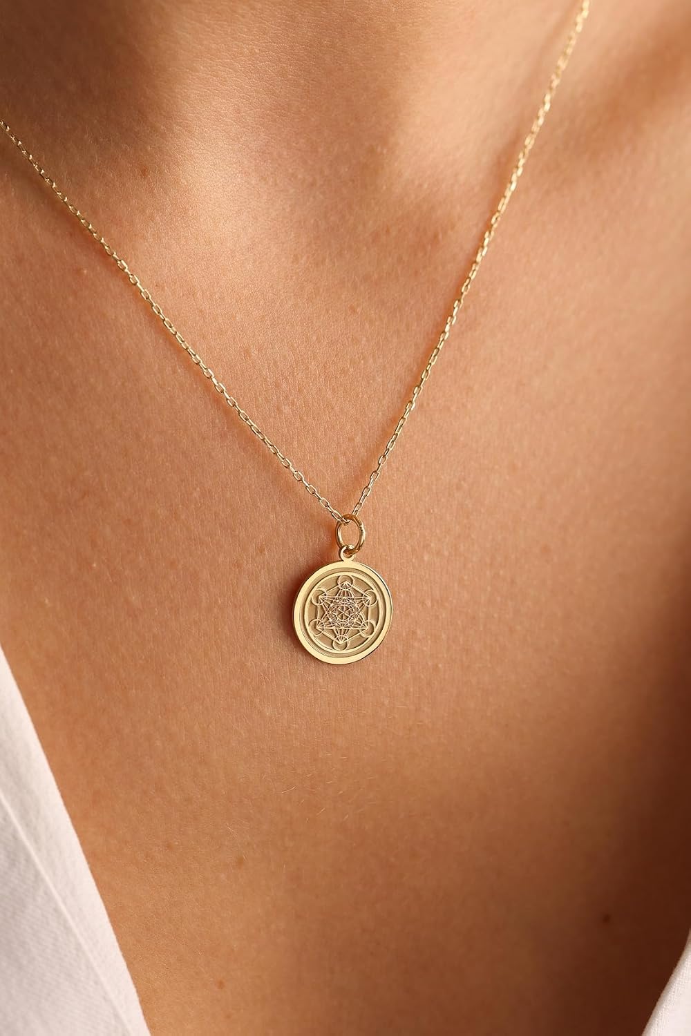 925 sterling silver necklace 24mm |18 inch chain | metatron | metatron cube pendant | sacred geometry jewelry |meditation |protection pendant|gift| gold plating handmade jewelry |WWRPG_01171