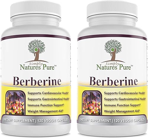 Simply Natures Pure Berberina HCl Premium 500mg  120 Cápsulas  Apoyo inmunitario gastrointestinal cardiovascular  Canela de cromo (paquete de 2)