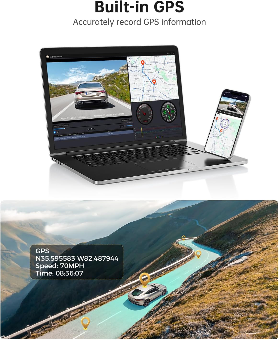 Smartphone displaying the ARPHA Vision app interface with live video preview and options for sharing