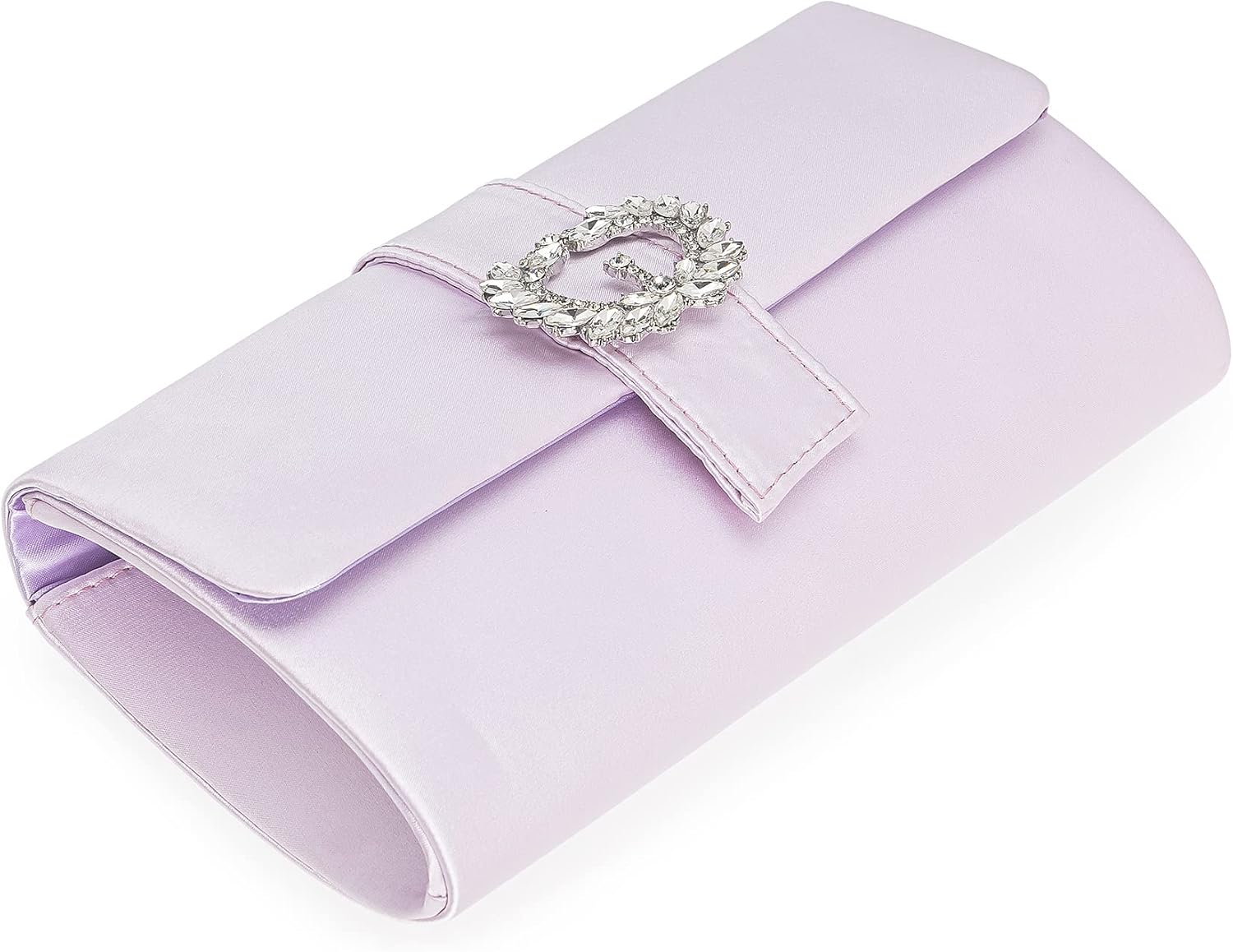 CHARMING TAILOR Evening Bag Diamantes Embellished Satin Clutch Purse for Woman Classy Party Handbag with Beaded Brooch | Satin, for Woman, Classy Party, with Beaded Brooch