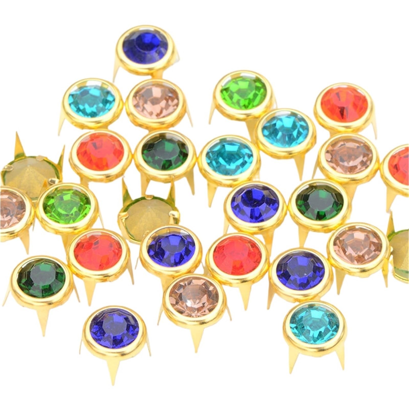 Fdzkrtvm Mixed Colors Metal Crystal Rivets, Crystal Painted Rhinestone Rivets Stud, 10Mm Multicolor Metal, 50 Pcs For Leather