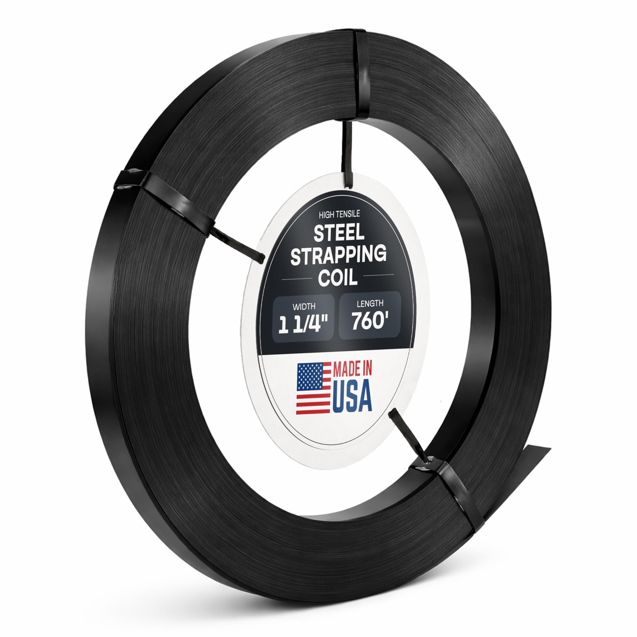 IDL Packaging 1 1/4" x .029" x 760' High Tensile Steel Strapping Coil (5400 lbs Break Strength) - Painted and Waxed - Superior Cut-Resistance - Metal