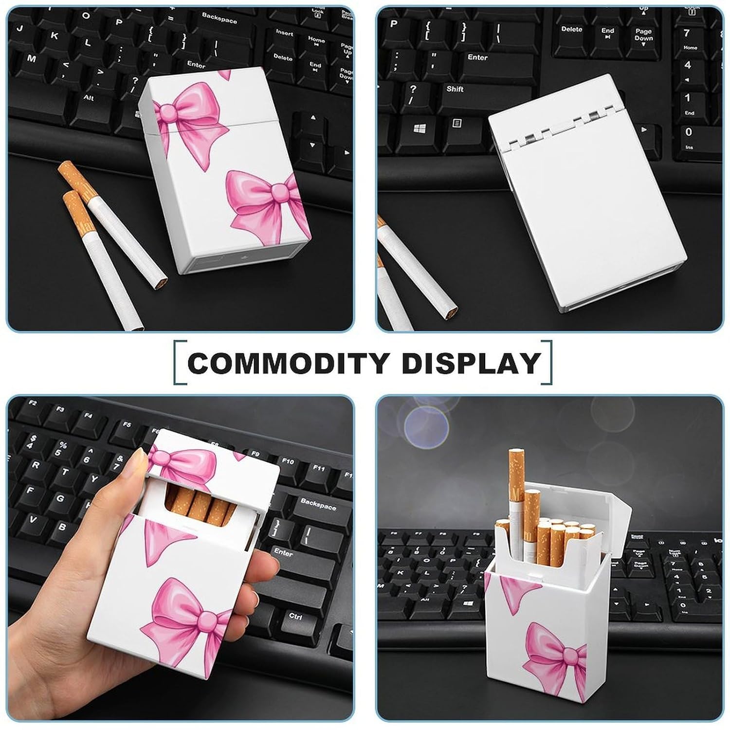 Bow Print Cigarette Case Flip Open Waterproof Cigarette Holder Box