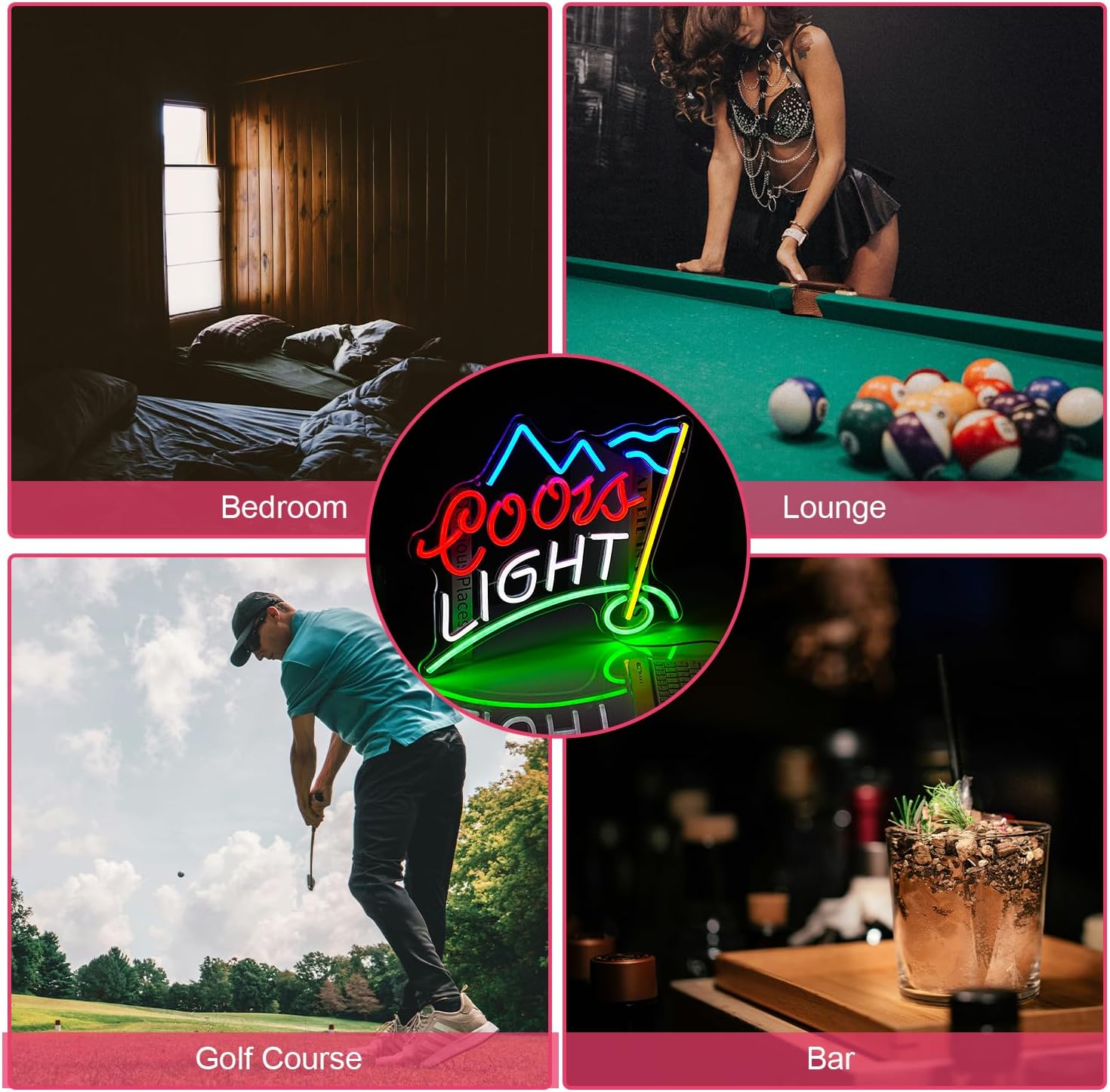 Golf Neon Sign for Wall Decor Led Business Signs Suitable for Man Cave Crs Light Bar Pub Creative Neon Lights Signs with USB Powered for Coors Light Golf Club Backdrop Lights Wall Hanging Decor