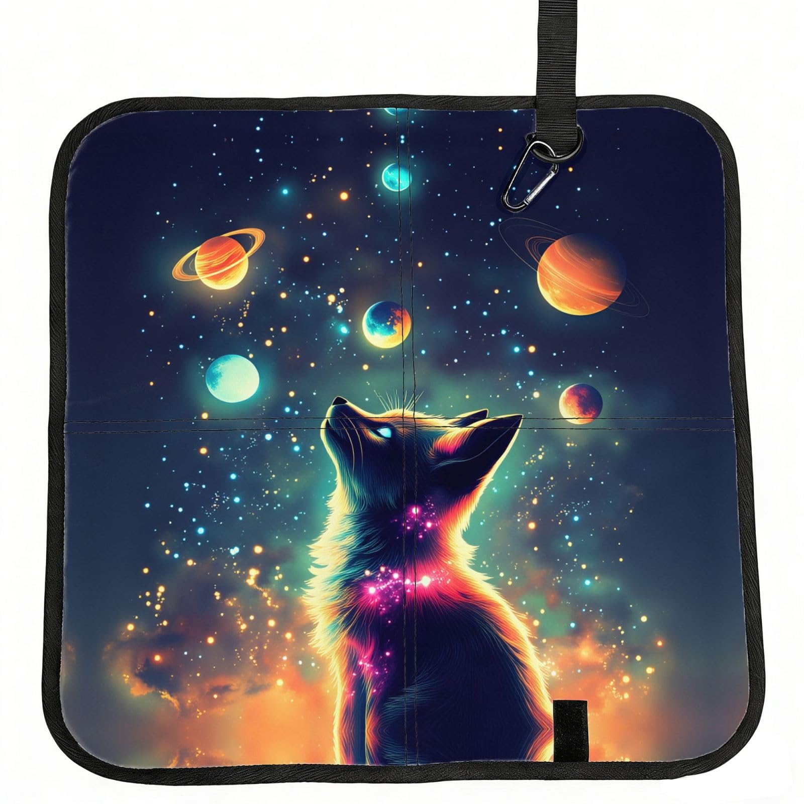 SDEGTHO Strap Star Fox Pattern Print Padded Seat Pad Folding Cushion Waterproof Bench Mat Portable Outdoor Rest Mat 15.8"