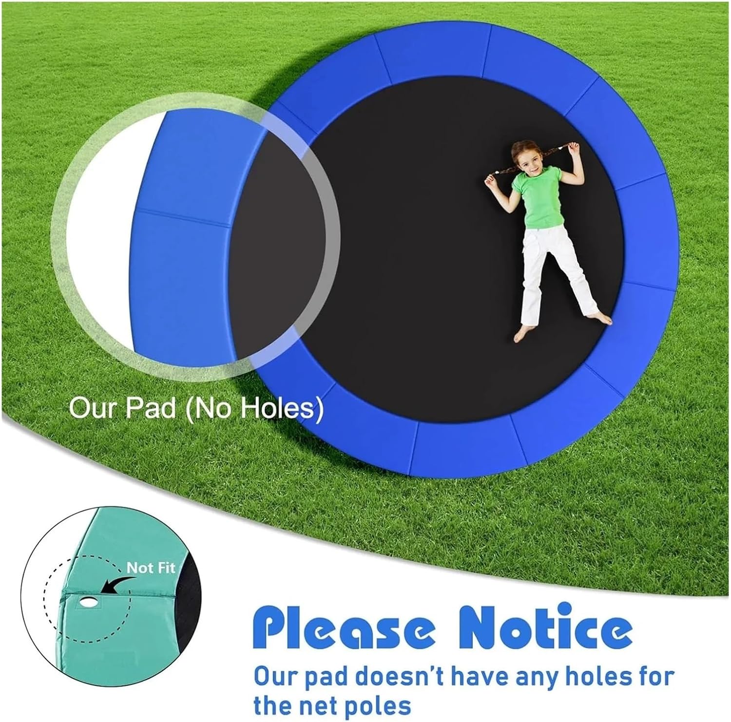 Trampoline Pad Trampoline Safety Pad 8Ft Round Spring Padding Surround Foam Cover Waterproof Replacement