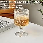 Pumtus 6 Pack de verres à vin vintage, 8 OZ Set de lunettes de gobelet florale embossé, Verre à cocktail à courte tige claire, Coupe de jus de motif pressé unique pour thé glacé, whisky, bière, dessert, fête, anniversaire