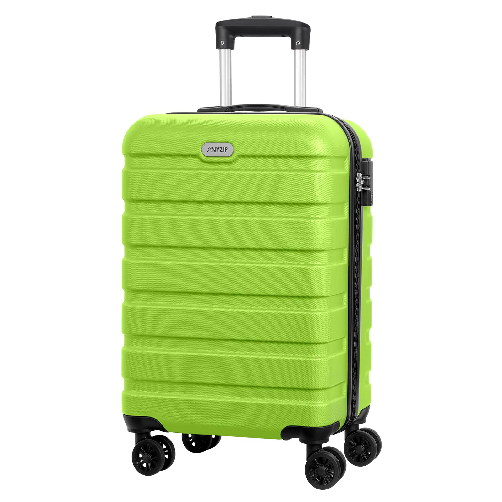 Carry on Luggage AnyZip PC ABS Hardside Lightweight Suitcase with 4 Universal Wheels TSA Lock Luggage 20 Inch（Apple Green）