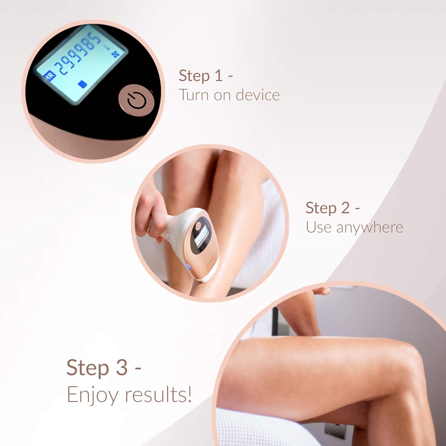 Faustina 3-in-1 IPL Hair Removal Device (3 Lamps, 1,500,000 Shots) Permanent Results for Face & Body, 5 Energy Levels