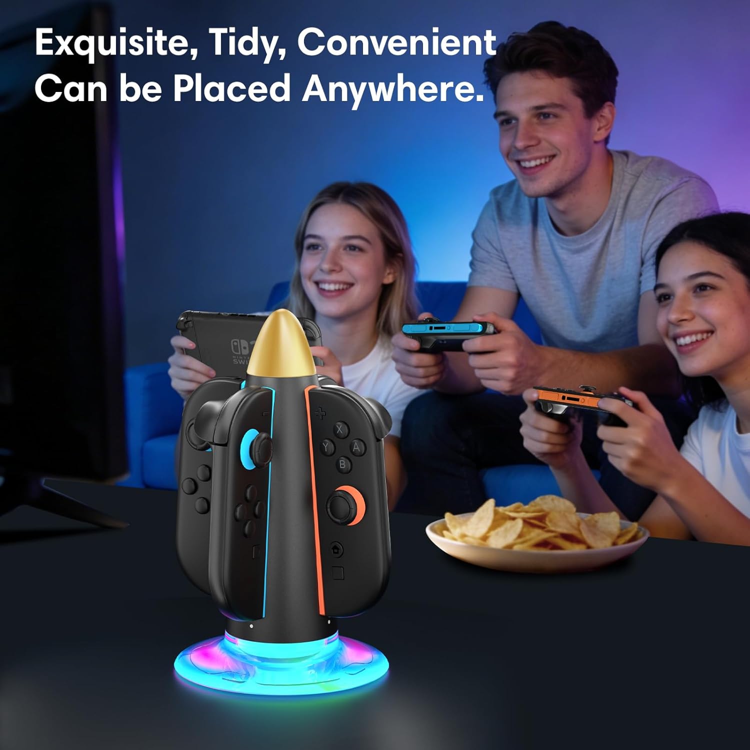 Saitake RGB Controller Charger Dock for Switch 2 Joy Con,Magnetic Controller Charging Stand for Nintendo Switch 2 with Fast Charging in 2H,Dual-Side Charging,7 Static Lighting & 6 Dynamic Modes 8 71km9QF97GL. AC SL1500