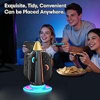 Vista 7 de Saitake Charging Dock for Nintendo Switch 2 Joy Con,Supports Dual-Side Charging,9 Light Modes Magnetic Controller Fast Charger Stand Station