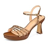 Lena Women's Platform Heels High Block Chunky Sparkly Rhinestone Open Toe Ankle Strap Fashion Dress Pump Sandals Shoes for Party Wedding