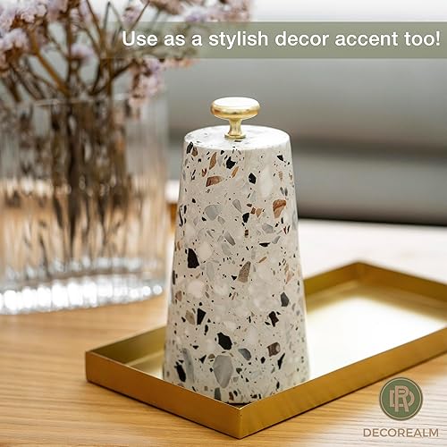 Miniatura 5 de Tope de puerta decorativo de mármol de terrazo, bonito tapón de puerta con mango de hierro fundido, tope de puerta pesado para tu puerta interior o