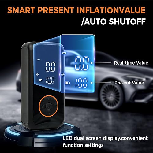 Miniatura 5 de Inflador de neumáticos, compresor de aire portátil, bomba de aire de 150 PSI para neumáticos de automóvil, infladores de neumáticos inalámbricos con