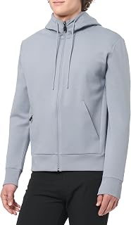BOSS Herren Saggy Kapuzenjacke aus Stretch-Baumwolle mit Reißverschluss und Logo-Print