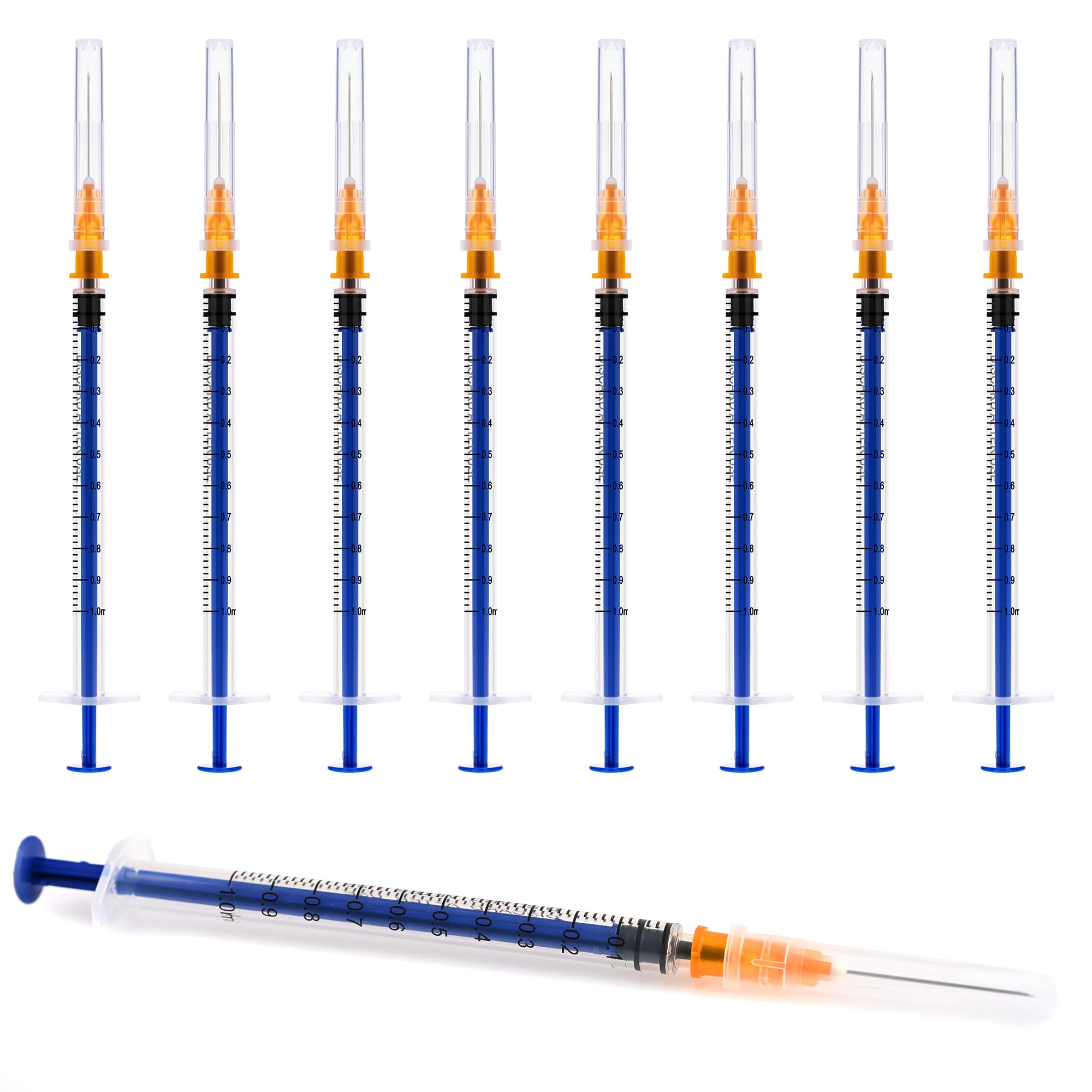 Jeringa de laboratorio Luer Lock de 1 ml con calibre 25 de 1 pulgada (25 mm) para dispensación líquida, industrial, medición desechable sellada individualmente
