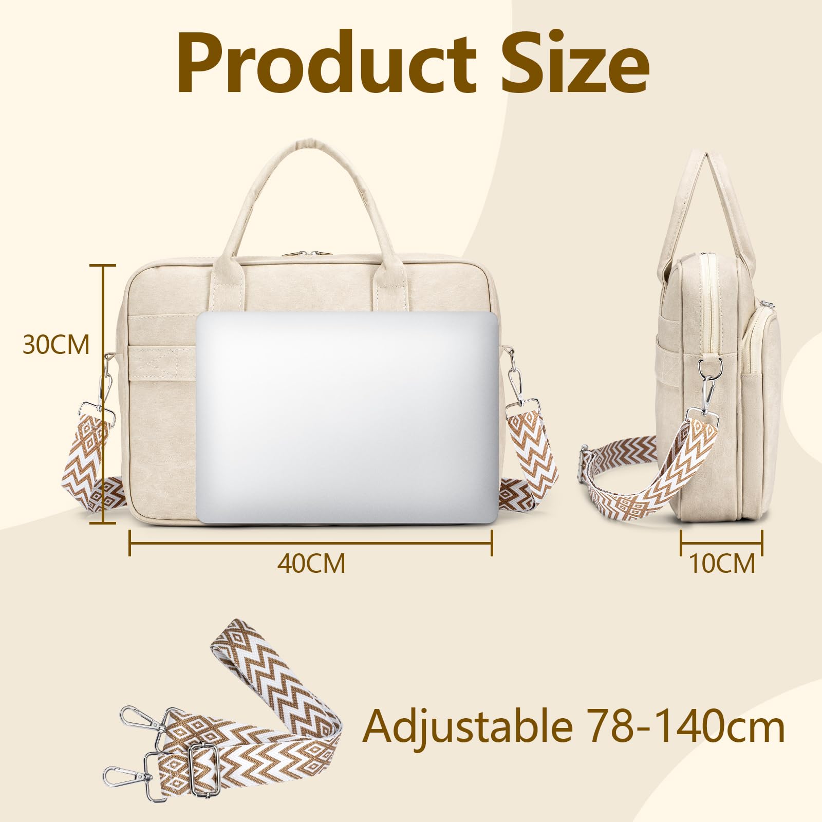 Sac Ordinateur Femme 15,6 Pouces, Imperméable Cuir Sac Cabas Femme Sacoche Ordinateur Portable Grand Sac à Main Travail Femme Sac à Bandoulière Sac Enseignant Pour Les Cours, Etudiante
