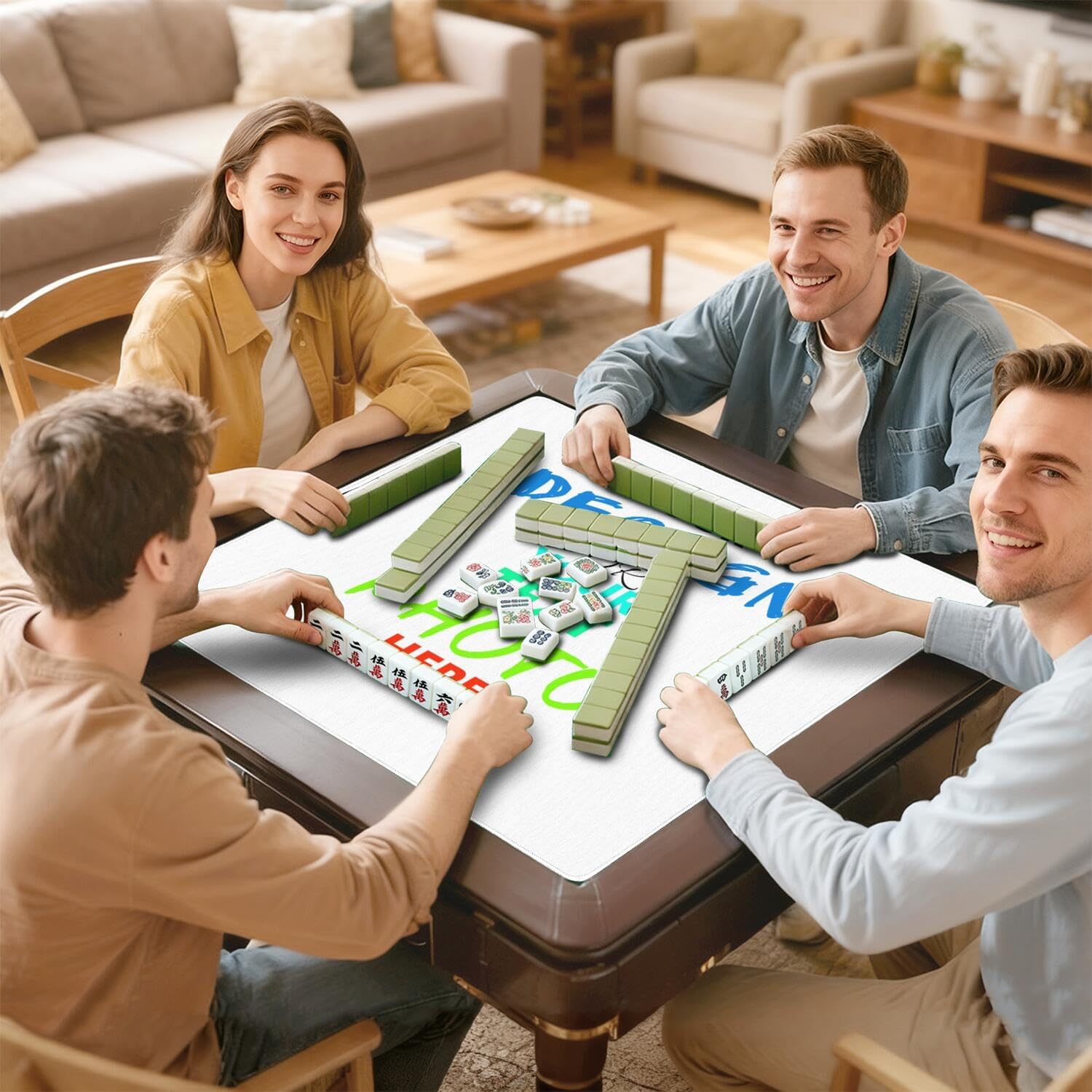 Custom Mahjong Mat with Photos Text, Personalized Design Mahjong Mat for Table, Noise Reduction Board Tile Games Mats, Unique Mah Jongg Mats, Customize Gifts for Mom Grandmom Wife Husband Friends