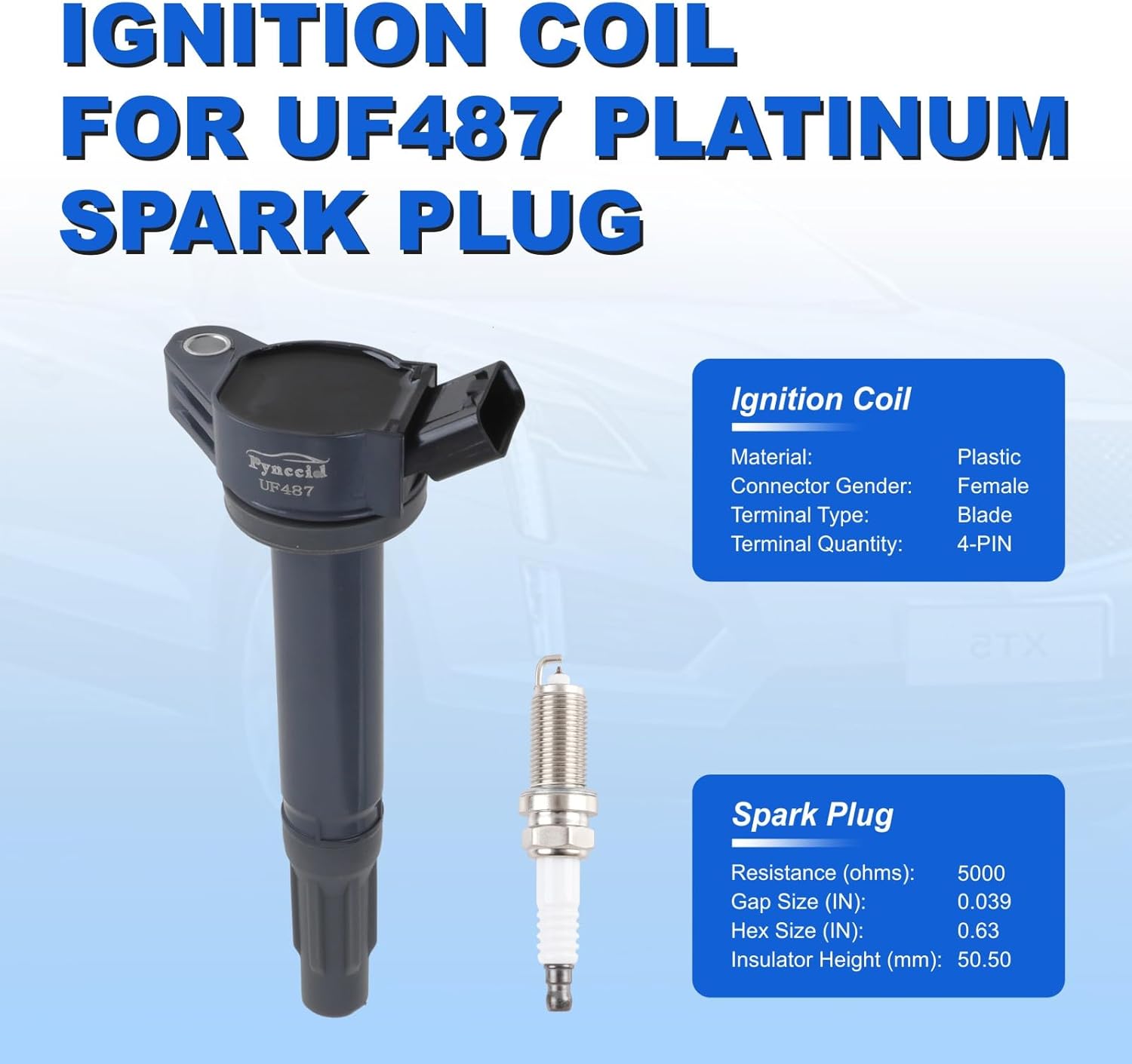 UF487 High-Performance Ignition Coils & Iridium Spark Plugs Set of 6 Compatible with Toyota Camry/Avalon/Sienna/Venza/RAV4/Highlander & Lexus RX350/ES350/RX450h 3.5L V6 - Replaces 90919-A2007