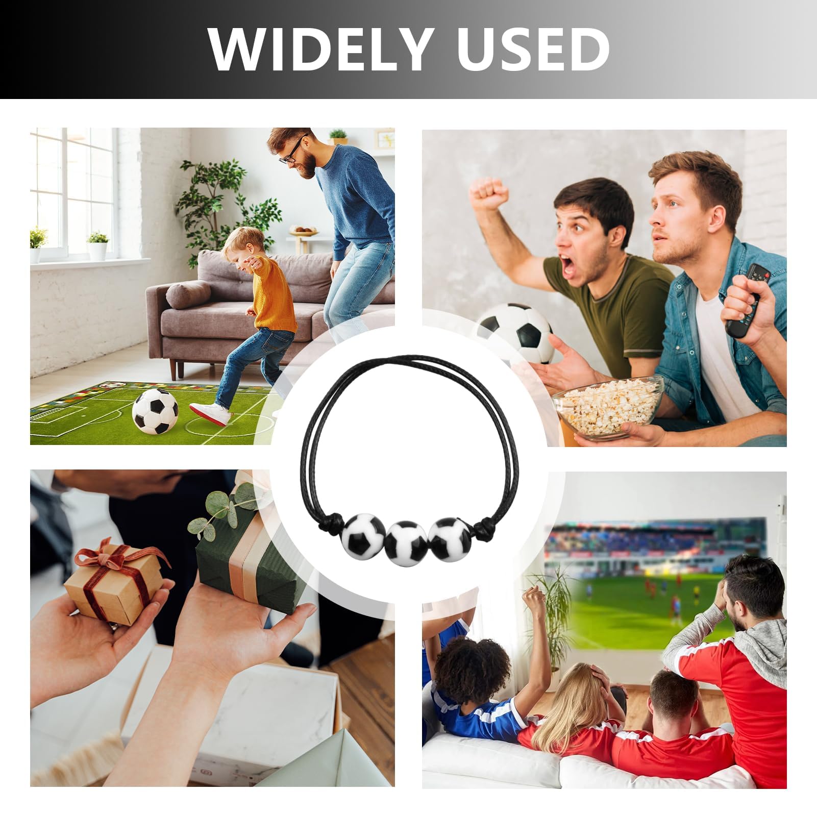 12 piezas Pulsera de Fútbol Niño Pulseras Pelota, Pulseras Tejidas con Cuentas de Balón, Accesorio para Fiestas y Cumpleaños, Diseño Cómodo y Ajustable, Regalo para Jóvenes Futbolistas
