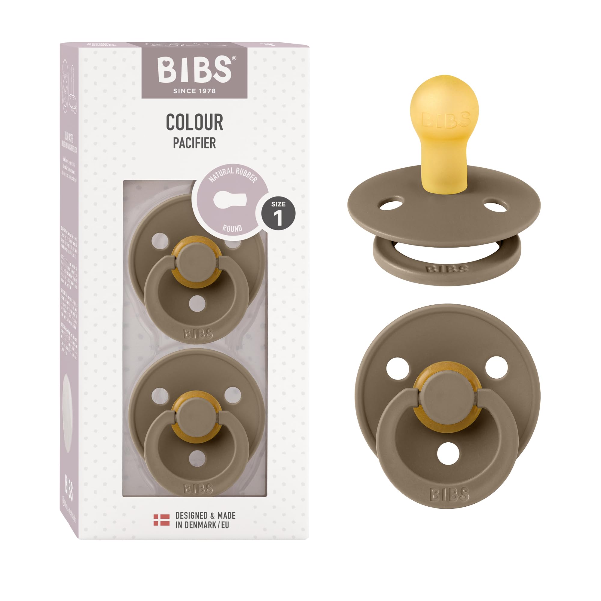 BIBS Colour Paquete de 2 chupetes. Libre de BPA, Tetina redonda. Látex natural, Talla 1 (0-6 meses), Baby Blue/Baby Blue — view 156