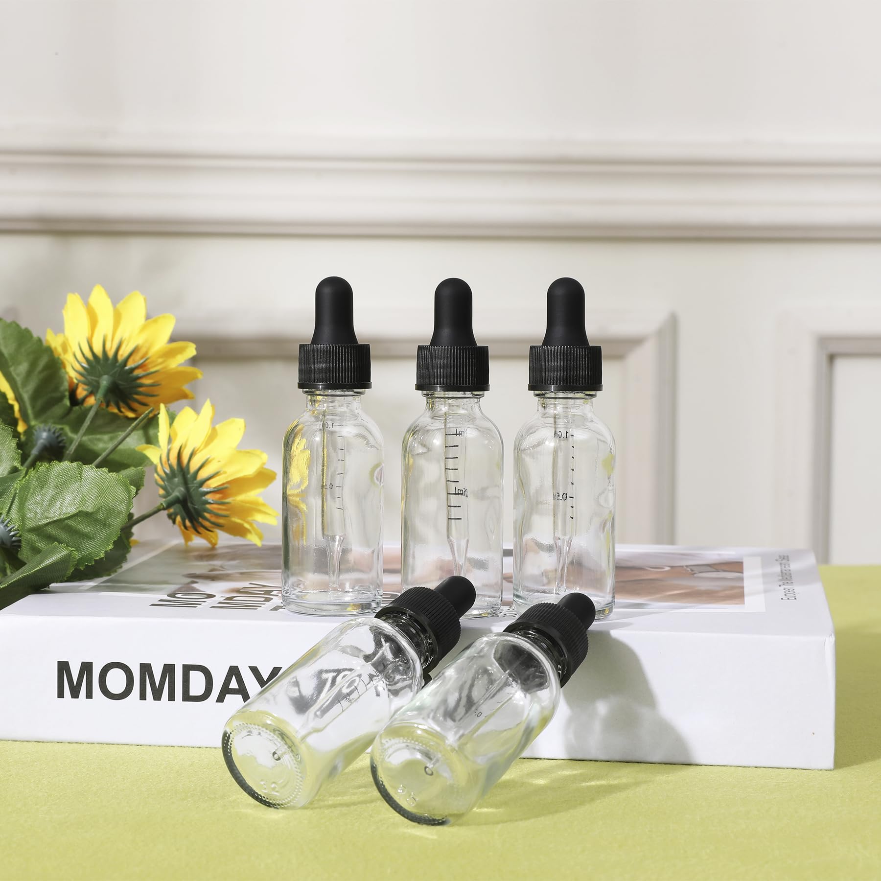 NOOEEISS Glas-Tinkturflaschen mit Pipette, schönes Finish für alle Arten von Flüssigkeiten, Ölflaschen für Haare, stärkere Saugkraft, ideal für auslaufsichere Reisen, 24 Stück