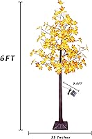 Vista 4 de Árbol de arce artificial solar de 6 pies con 120 luces LED blancas cálidas preiluminadas, decoración de árbol de otoño con modos de iluminación