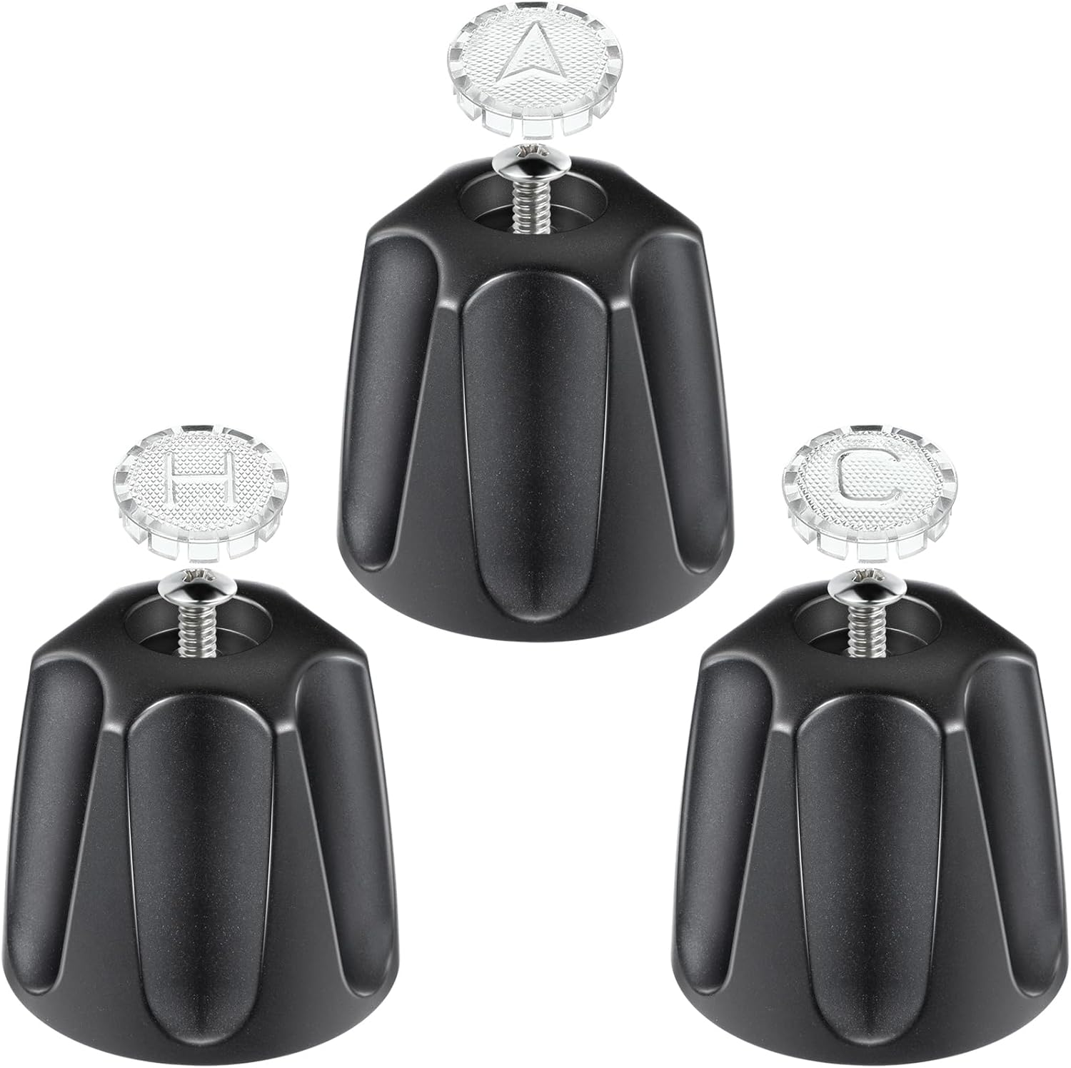 Dreyoo 3 Piece Shower Knob Replacement Compatible with Price/Pfister Verve Tub Shower, Bathtub Faucet Handle Remodel Trim Kit Include 1 Hot 1 Cold 1 Diverter and 3 Screws(Matte Black)