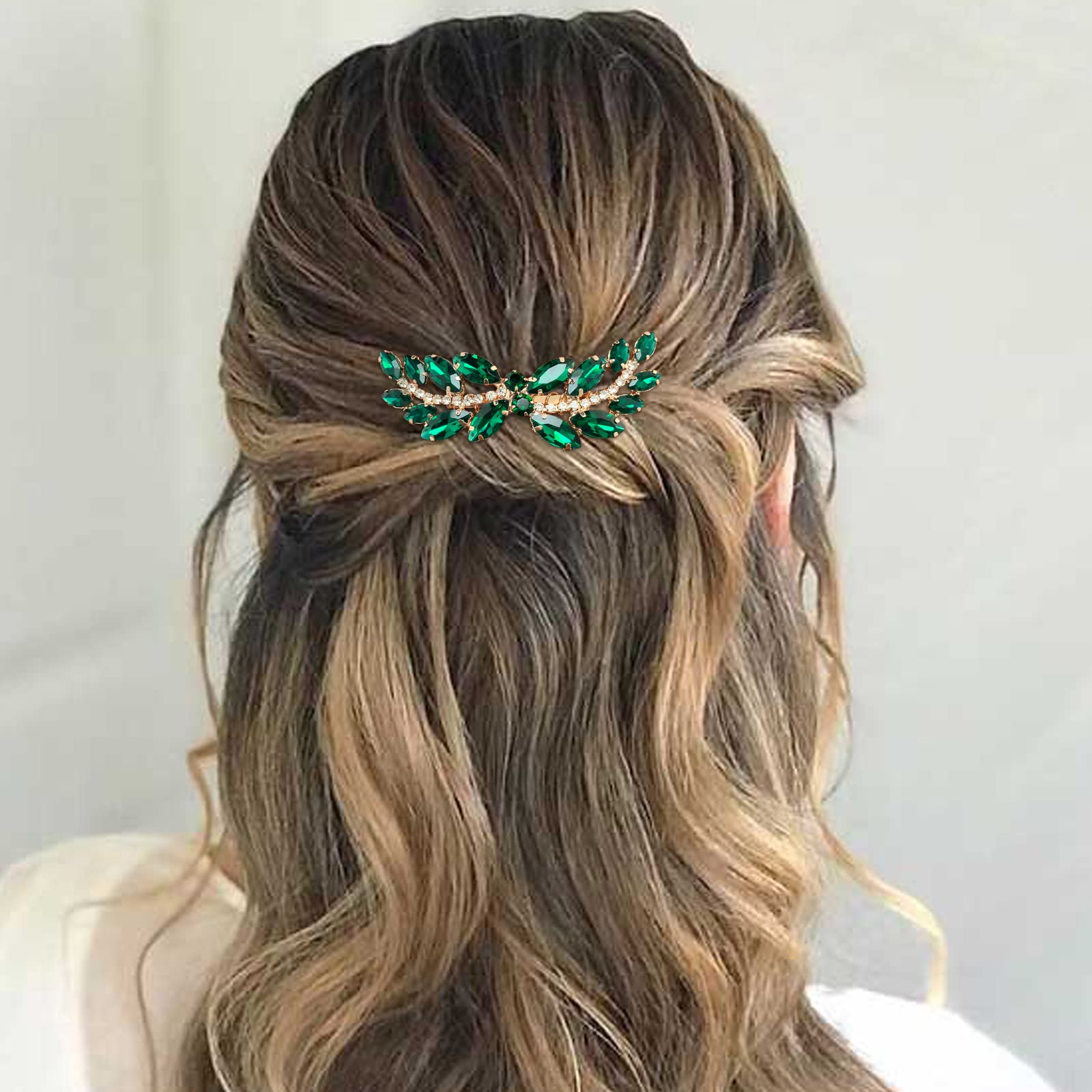 Amazon.com : BETITETO Bridal Hair Comb Emerald Green Crystal  display picture 1