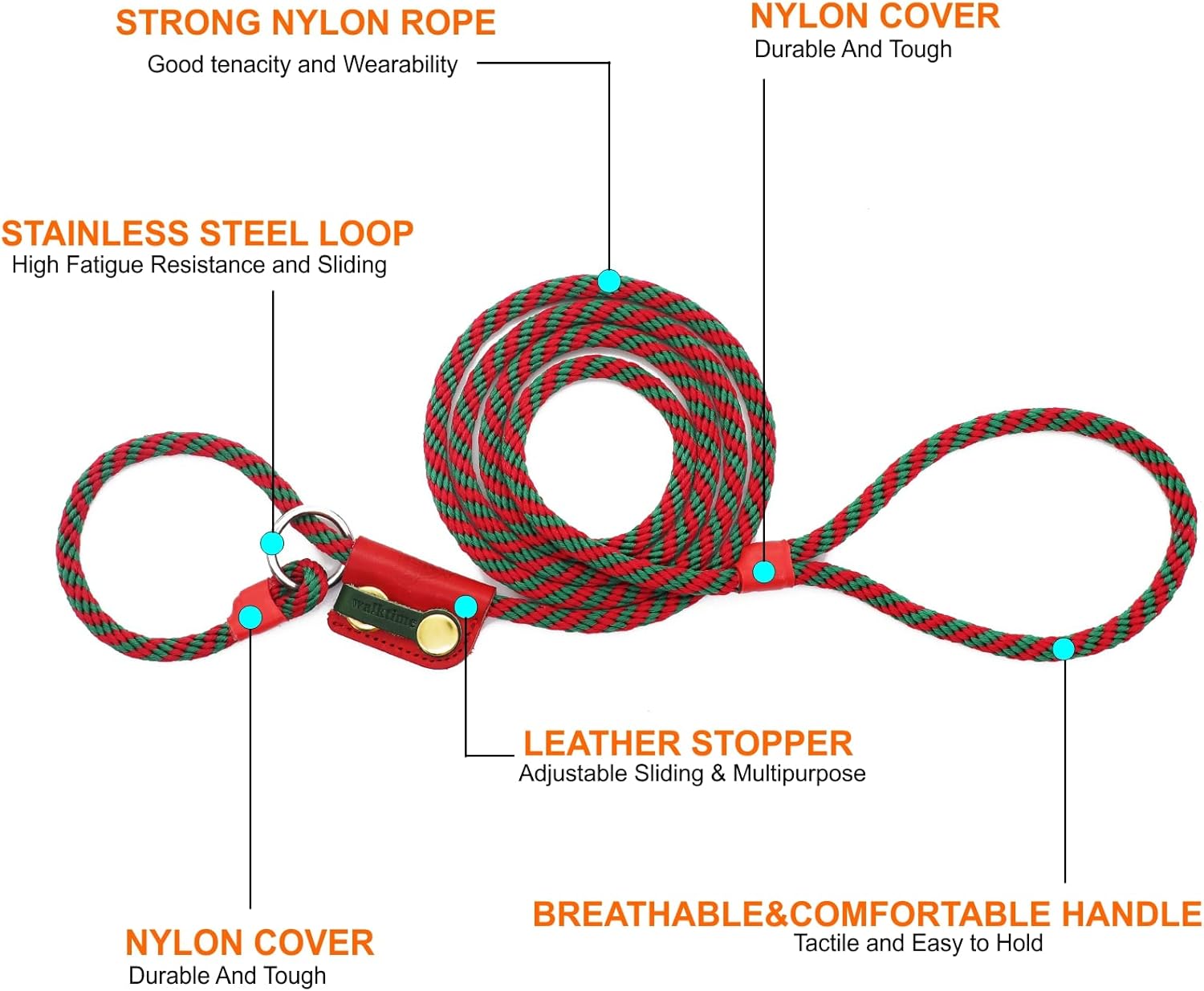 Slip Lead Dog Leash,Dogs Harness and Leash Set for Walking - Head Collar with Rope Leashes for Pulling - DIY Dog Scarf