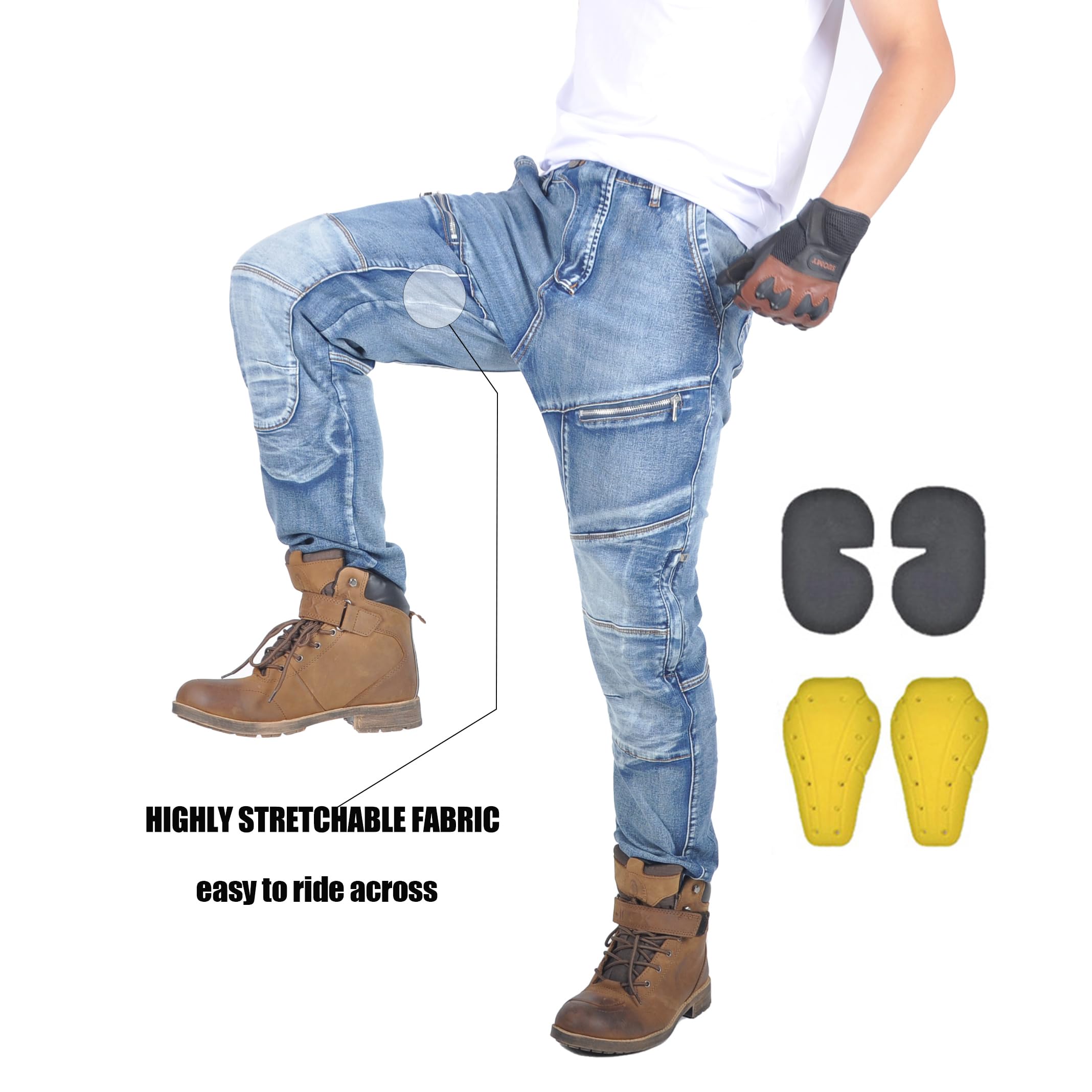 Pantaloni Moto Uomo/Donna, Jeans Moto in Aramide, Pantaloni da Moto con Protezioni,- Versione Invernali/Estivi