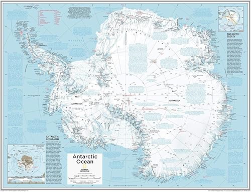 Miniatura 1 de National Geographic Mapa de pared de la Antártida - 28 x 22 pulgadas - Lienzo enrollado