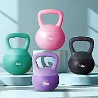 Vista 18 de soges Pesa rusa de PVC de una pieza con asas anchas, pesas rusas de entrenamiento de fuerza de 5 libras a 35 libras opcionales para mujeres