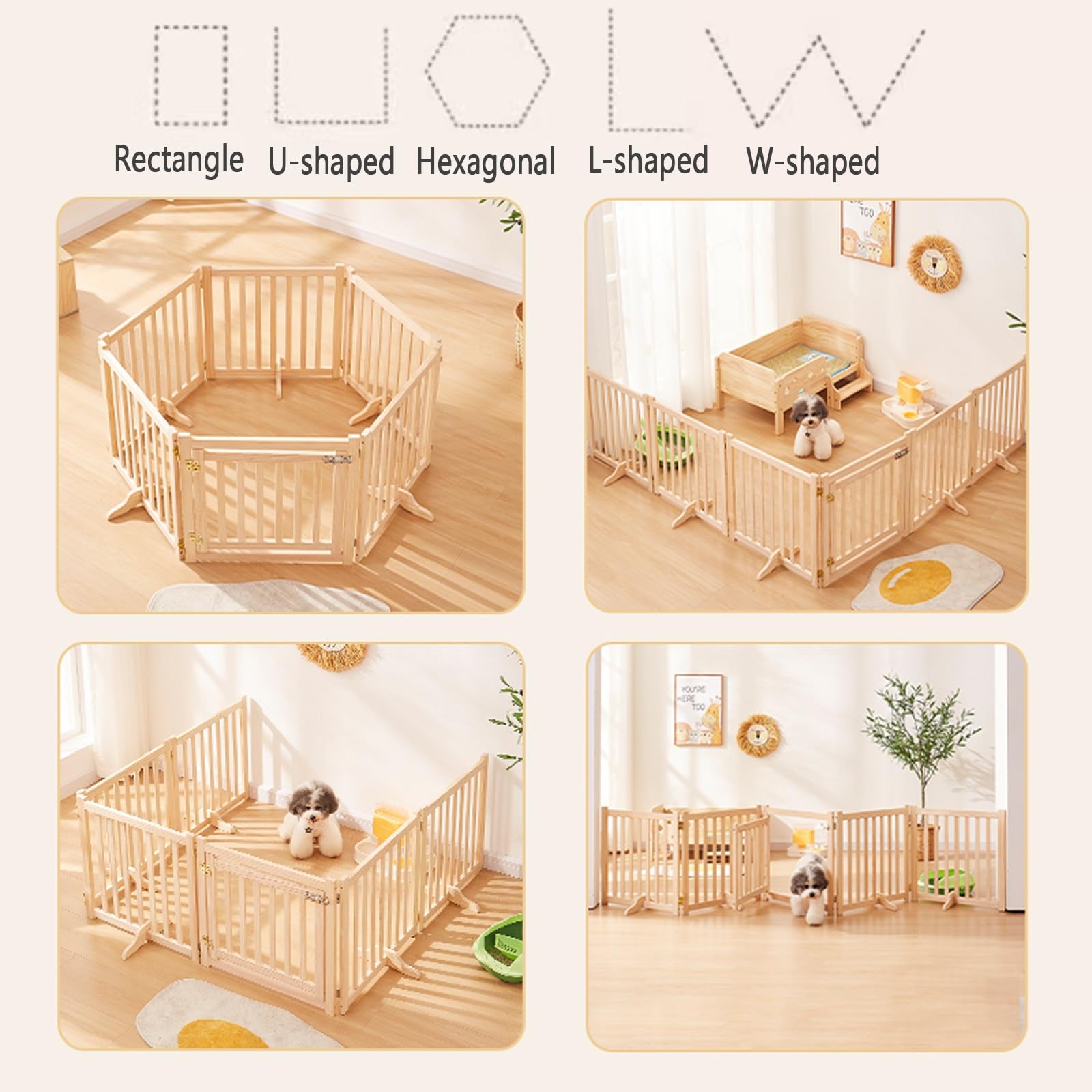 Corral para Perros, Parque Perros pequeños, Interior for Mascotas，Patio de Juegos para Gatos, Conejos y Hurones, Jaula Modular Transparente, con Paneles antiescalada(43cm/16.9in,1 Piece)