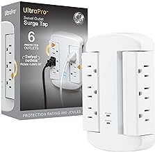 6-Outlet Extender, Surge Protector, Swivel Side Access, Wall Tap Adapter, 3-Prong, 980 Joules, ETL Listed, White, 81781