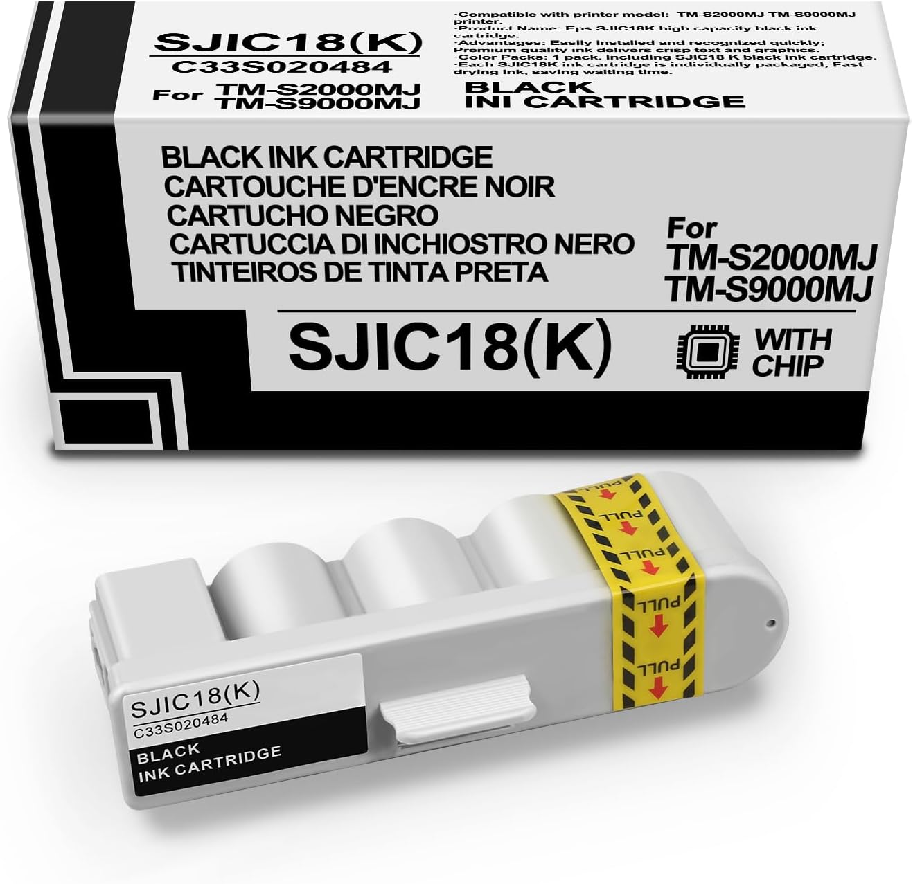 Remanufacture SJIC18K Black Ink Cartridge SJIC18 SJIC18(K) Black Ink with TM-S2000MJ S2000MJ TM-S9000MJ S9000MJ Printers(1pack)