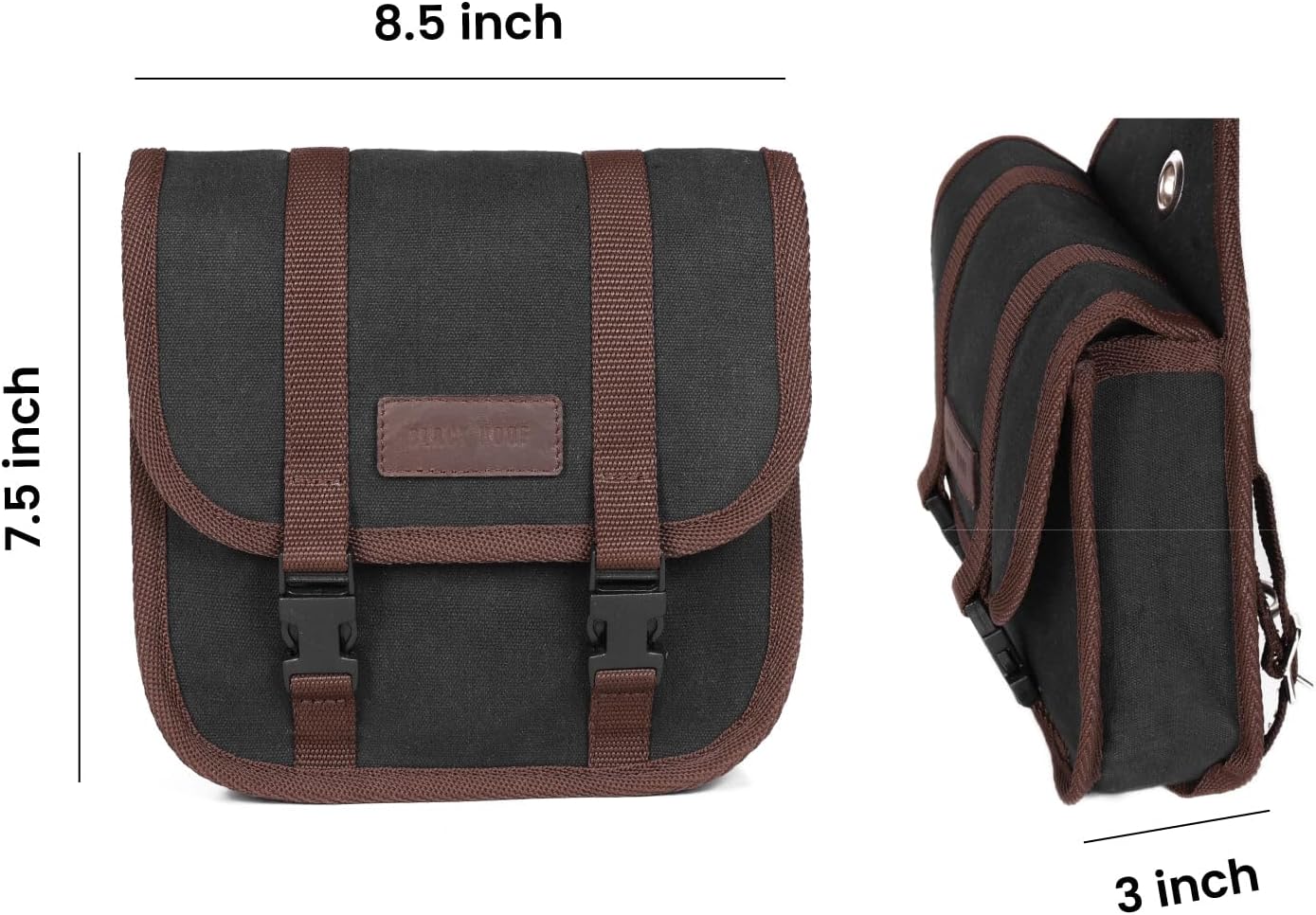18 oz Water Repellent Canvas Saddle Bag for Trail Riding, 70005_Black
