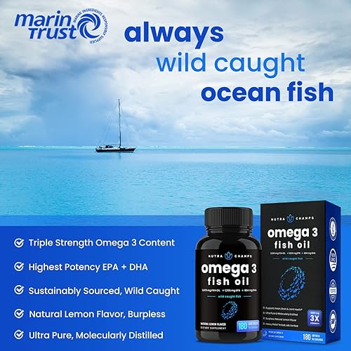 Miniatura 7 de NutraChamps Cápsulas de magnesio, zinc y vitamina D3 y Omega 3 cápsulas de aceite de pescado, paquete de 2 unidades