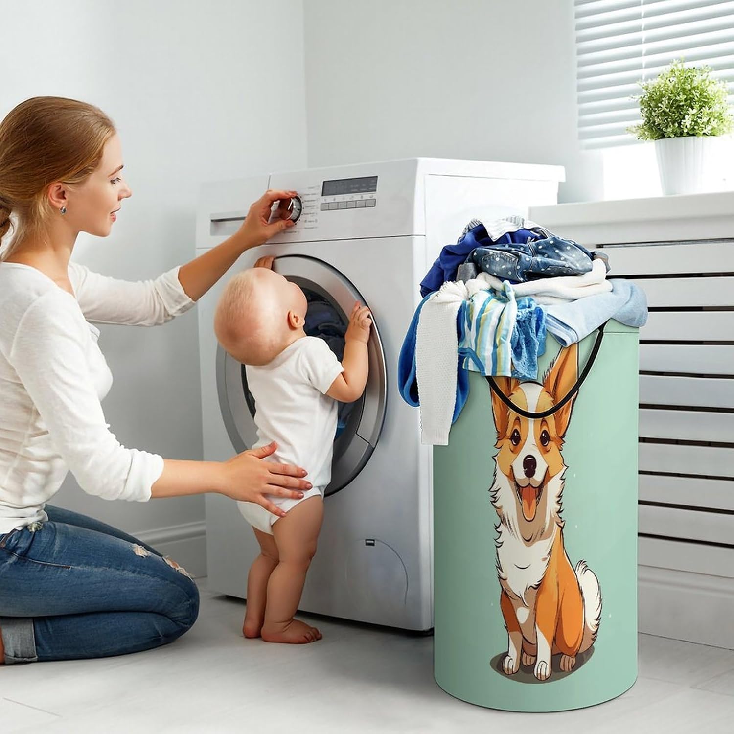 Dirty Clothes Basket Extra Large 110l Open Top Laundry Hamper With Portable Carry Handles, Foldable Waterproof Clothes Basket Spacious Laundry Bag For Bedroom Bathroom Laundry Room Dorm