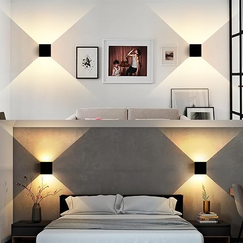 Miniatura 8 de Paquete de 2 luces de pared para exteriores exteriores e interiores G9 base moderna apliques de pared arriba y abajo, luces IP65, iluminación al