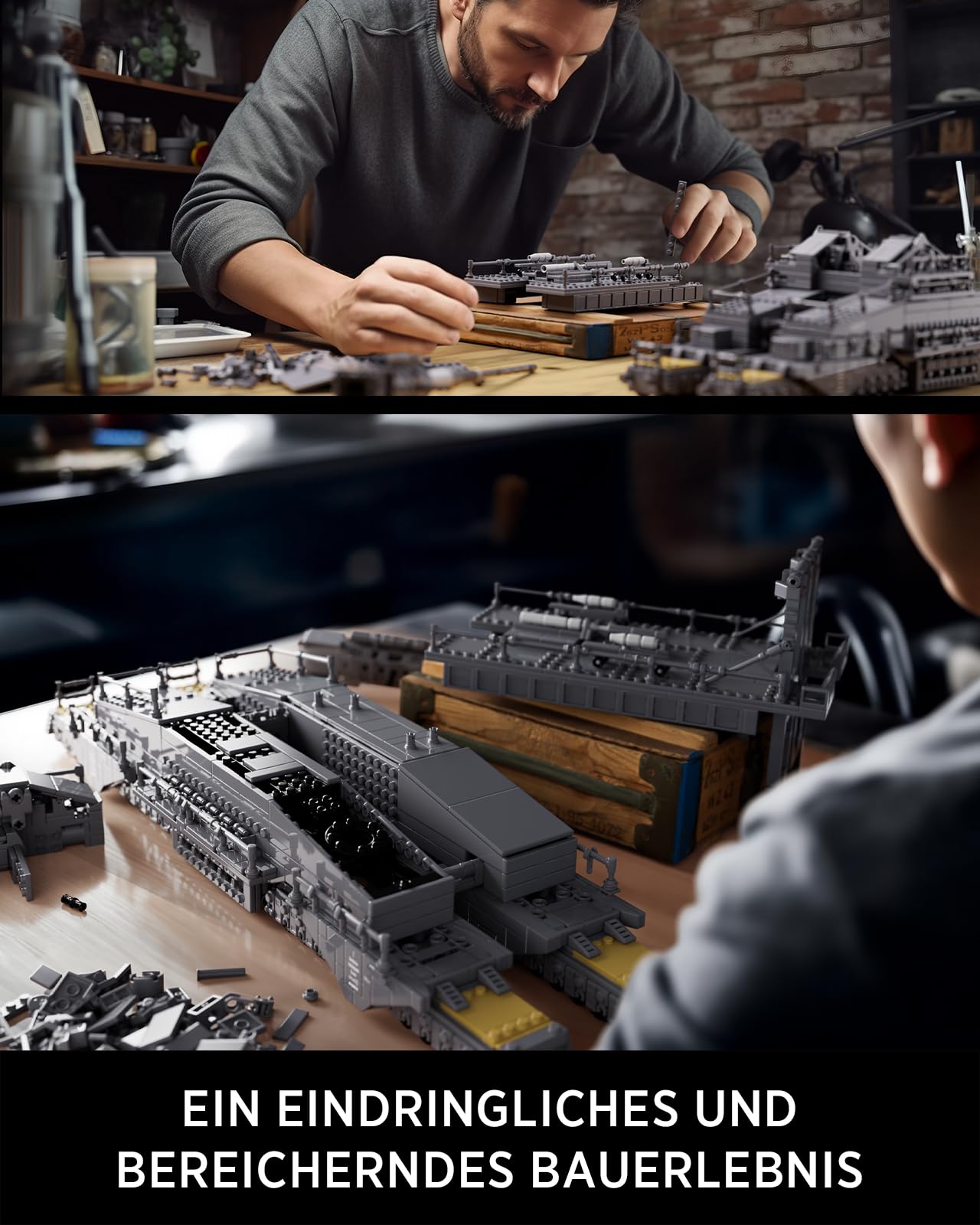 Nifeliz Eisenbahngeschütz Militär Klemmbausteine, Dora Deutscher Schwere Artillerie Modell Sammlerstück, WW2 Schienengeschütz, Geschenk für Erwachsene Männer (2355 Teile)