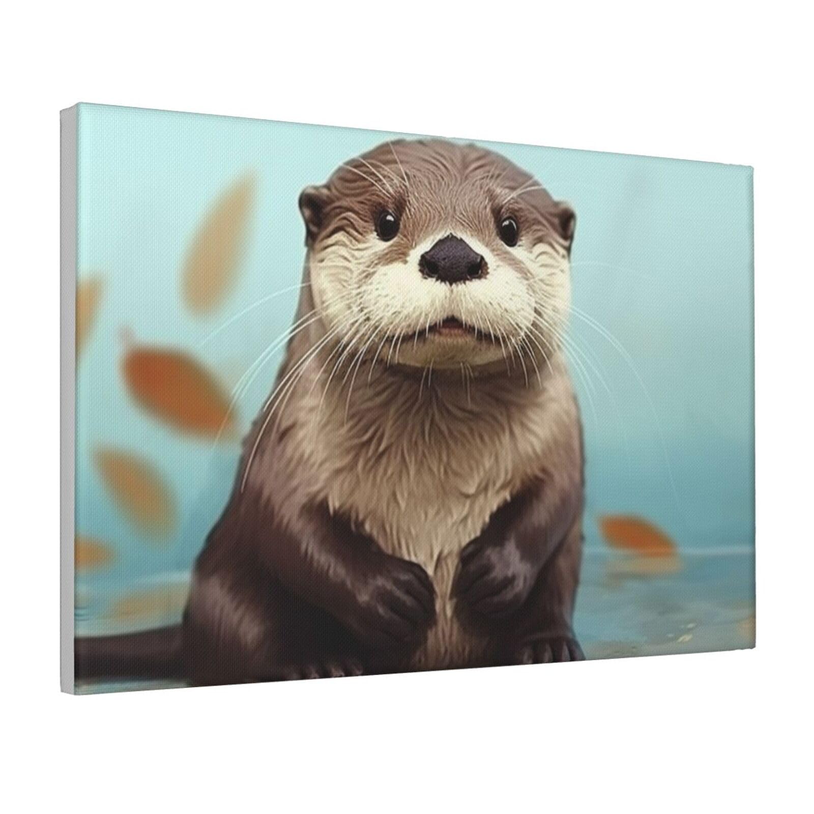 Framed Wall Art for Living Room Art Work, Cute otter Picture Prints Modern Office Wall Paintings Poster Aesthetic Wall Decorations for Home Decor Ready To Hang 12"x18"