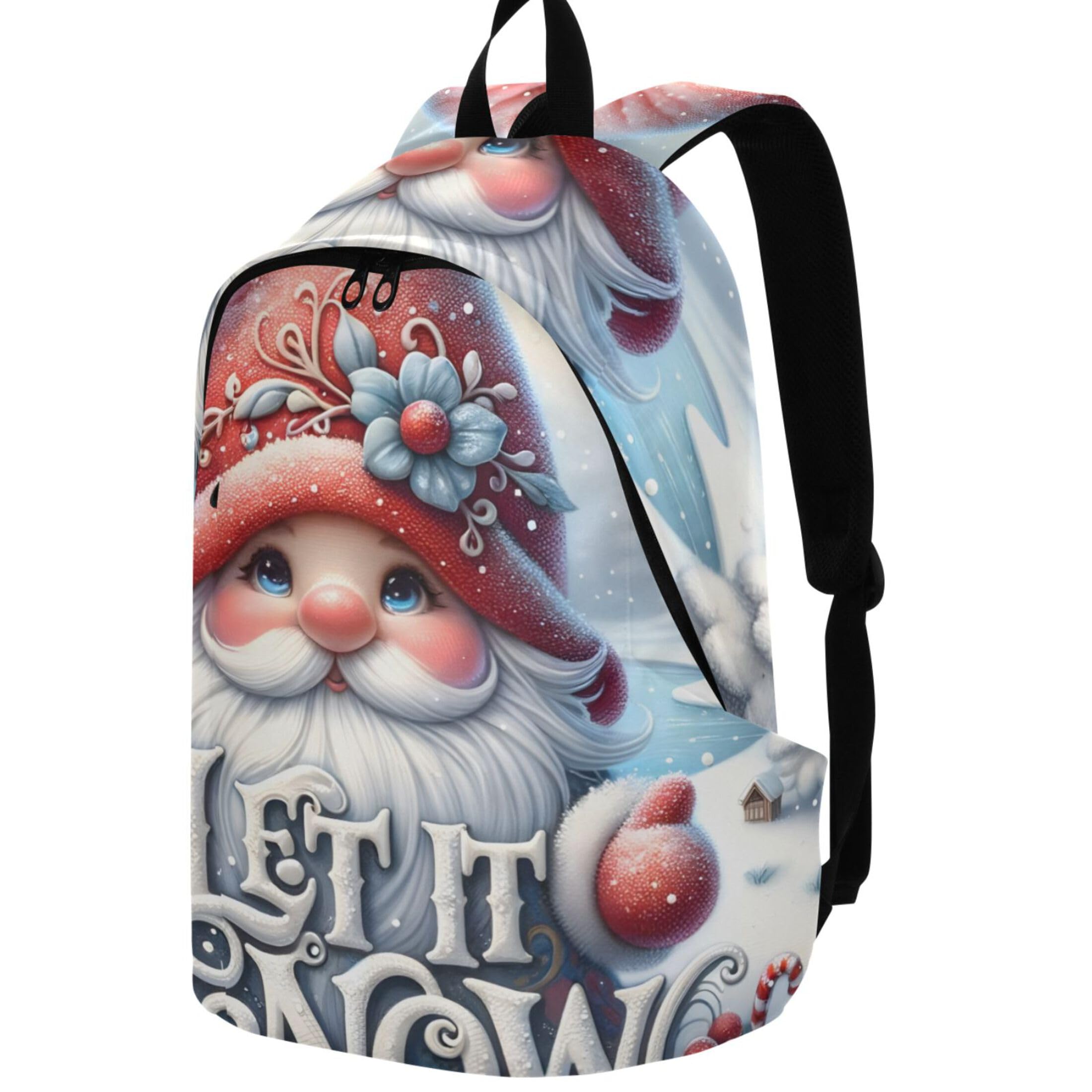 Joisal Shoulder Casual Womens Daypack Cute Backpack Custom Winter Cute Gnome Let it Snow Back to School Bookbag