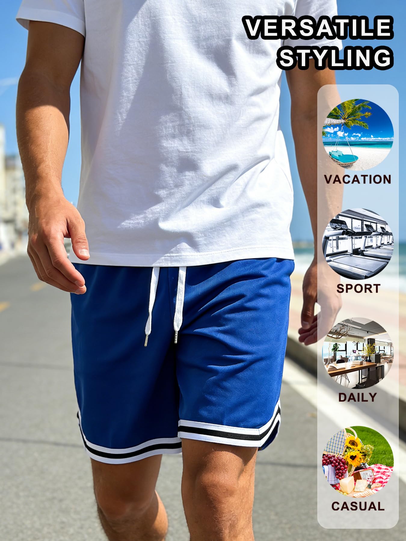 1 paquete de pantalones cortos casuales de baloncesto para hombre, pantalones cortos de secado rápido para correr, ropa de calle, pantalones cortos atléticos para gimnasio, lavables a máquina — view 6